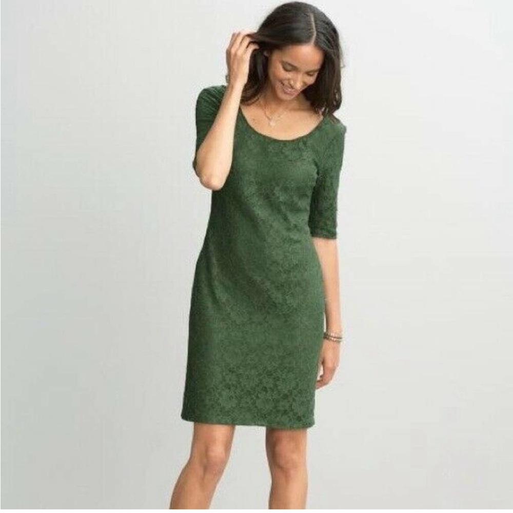 Banana Republic Forest Green Lace Sheath Midi Dress